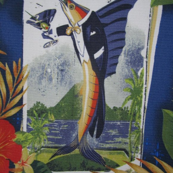 Mens SILK Seasons Greetings Button Front Shirt Copyright Print Santa - Picture 7 of 11